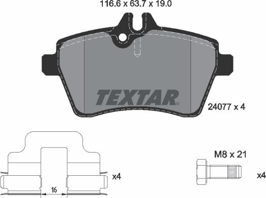 Textar 2407701 — Zestaw klocków hamulcowych, hamulce tarczowe