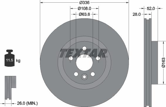 Textar 92168203 — Tarcza hamulcowa