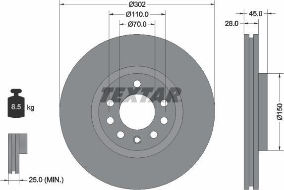 Textar 92118303 — Tarcza hamulcowa