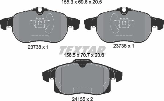 Textar 2415501 — Zestaw klocków hamulcowych, hamulce tarczowe