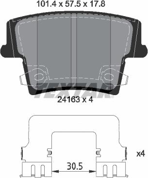 Textar 2416303 — Zestaw klocków hamulcowych, hamulce tarczowe