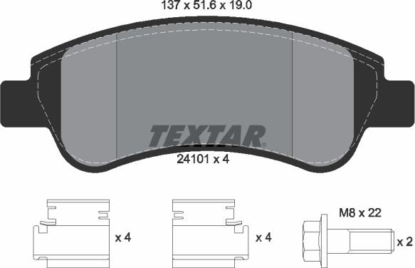 Textar 2410101 — Zestaw klocków hamulcowych, hamulce tarczowe