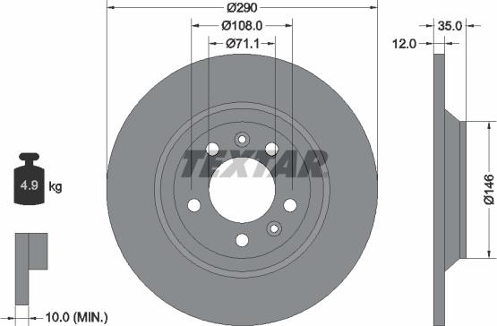 Textar 92129603 — Tarcza hamulcowa