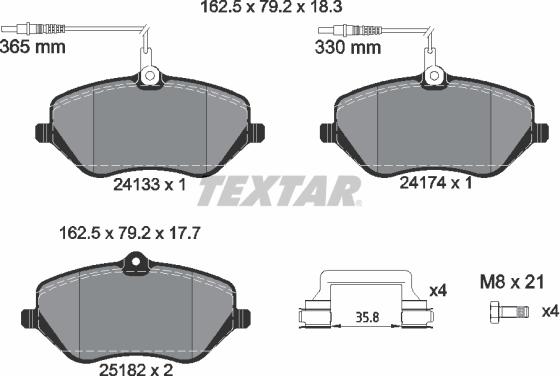 Textar 2413303 — Zestaw klocków hamulcowych, hamulce tarczowe