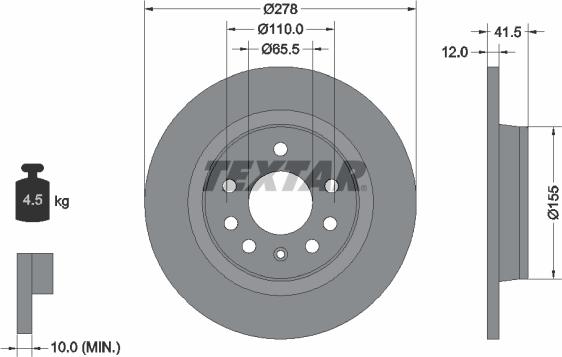 Textar 92118503 — Tarcza hamulcowa