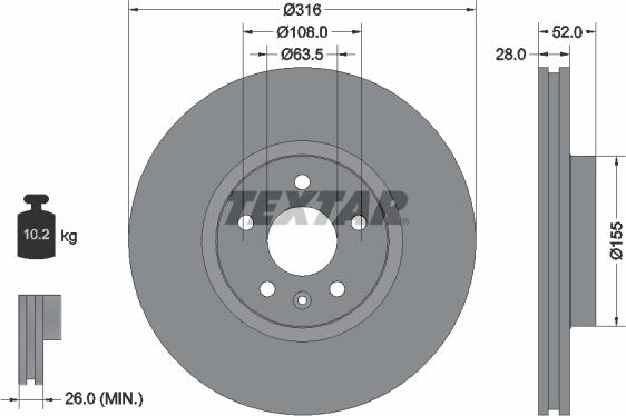 Textar 92162305 — Tarcza hamulcowa