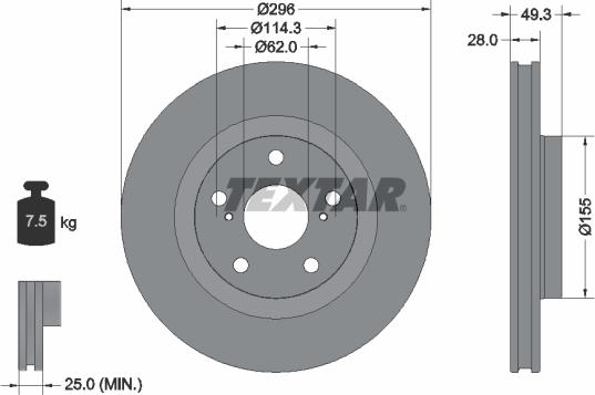 Textar 92168803 — Tarcza hamulcowa