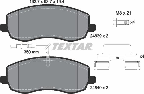 Textar 2483901 — Zestaw klocków hamulcowych, hamulce tarczowe