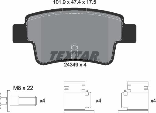 Textar 2434901 — Zestaw klocków hamulcowych, hamulce tarczowe