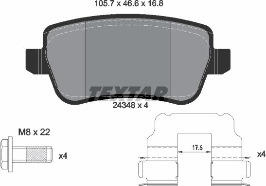 Textar 2434801 — Zestaw klocków hamulcowych, hamulce tarczowe