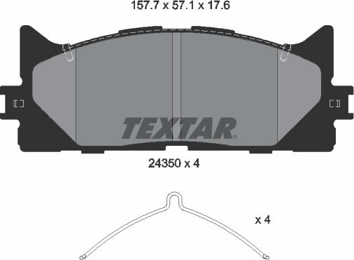 Textar 2435001 — Zestaw klocków hamulcowych, hamulce tarczowe