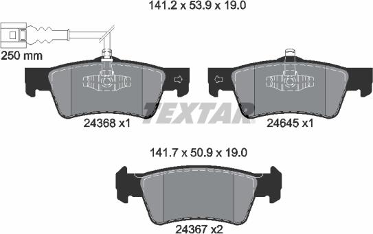 Textar 2436801 — Zestaw klocków hamulcowych, hamulce tarczowe