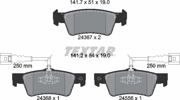 Textar 2436701 — Zestaw klocków hamulcowych, hamulce tarczowe