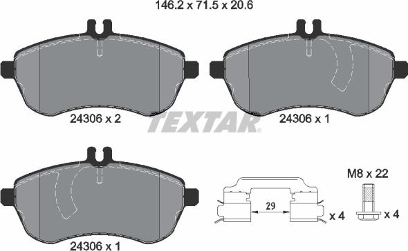 Textar 2430602 — Zestaw klocków hamulcowych, hamulce tarczowe