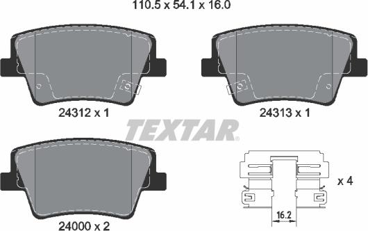 Textar 2431201 — Zestaw klocków hamulcowych, hamulce tarczowe