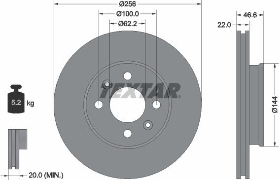Textar 92164703 — Tarcza hamulcowa