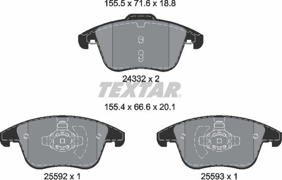 Textar 2433205 — Zestaw klocków hamulcowych, hamulce tarczowe