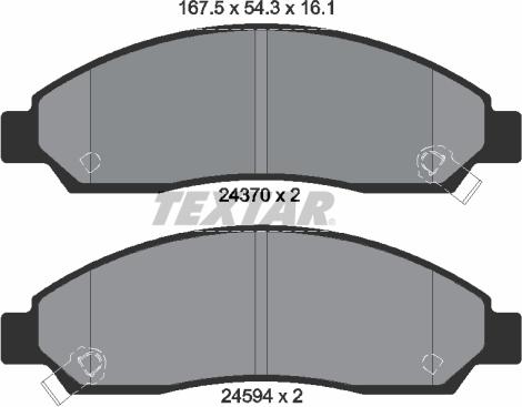 Textar 2437001 — Zestaw klocków hamulcowych, hamulce tarczowe