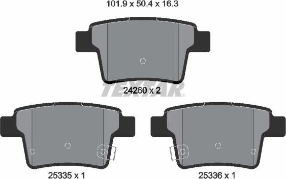 Textar 2426001 — Zestaw klocków hamulcowych, hamulce tarczowe