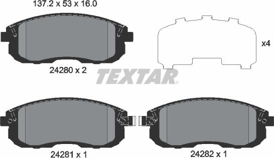 Textar 2428001 — Zestaw klocków hamulcowych, hamulce tarczowe