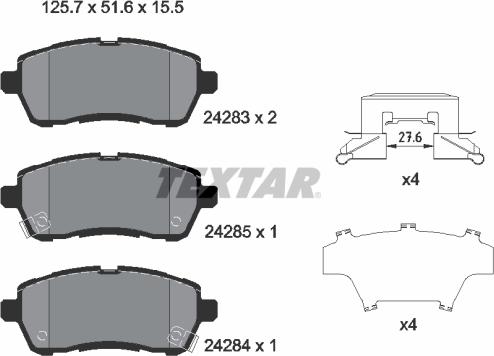 Textar 2428303 — Zestaw klocków hamulcowych, hamulce tarczowe