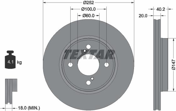 Textar 92303703 — Tarcza hamulcowa