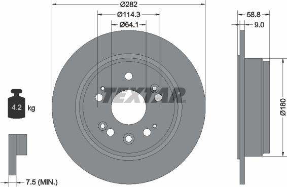 Textar 92165703 — Tarcza hamulcowa