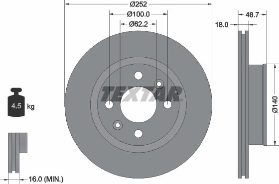 Textar 92196503 — Tarcza hamulcowa