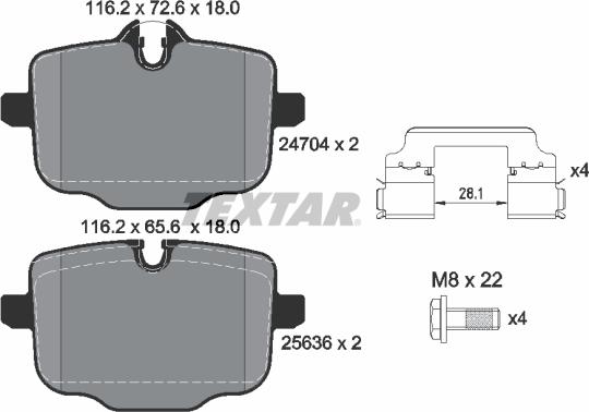 Textar 2470401 — Zestaw klocków hamulcowych, hamulce tarczowe