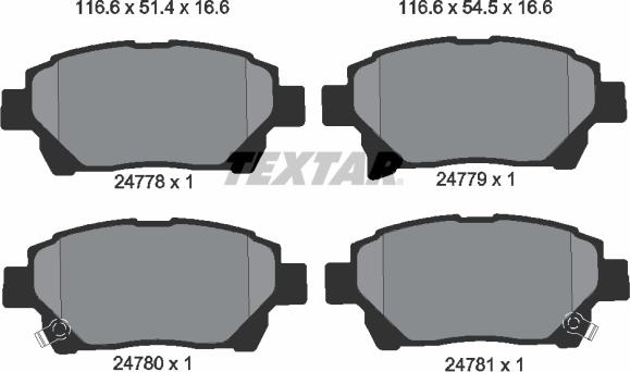Textar 2477801 — Zestaw klocków hamulcowych, hamulce tarczowe