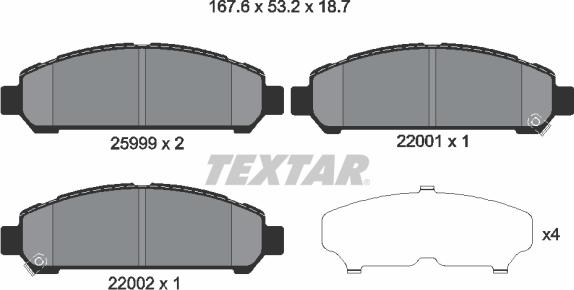 Textar 2599901 — Zestaw klocków hamulcowych, hamulce tarczowe