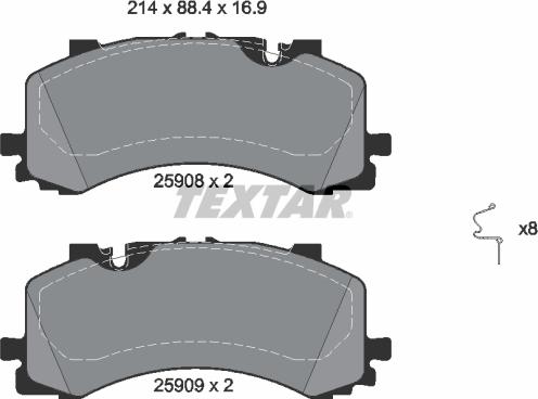 Textar 2590801 — Zestaw klocków hamulcowych, hamulce tarczowe
