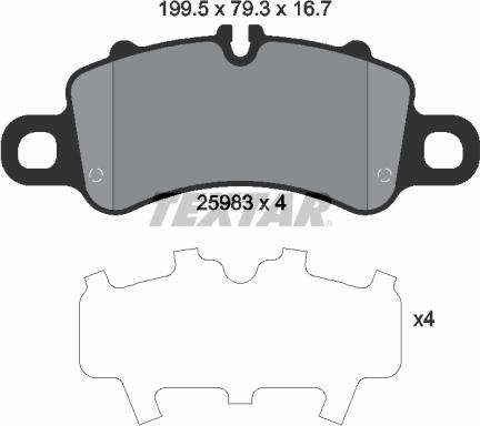 Textar 2598301 — Zestaw klocków hamulcowych, hamulce tarczowe
