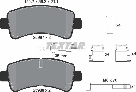 Textar 2598701 — Zestaw klocków hamulcowych, hamulce tarczowe
