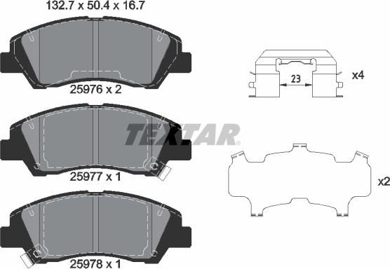 Textar 2597601 — Zestaw klocków hamulcowych, hamulce tarczowe