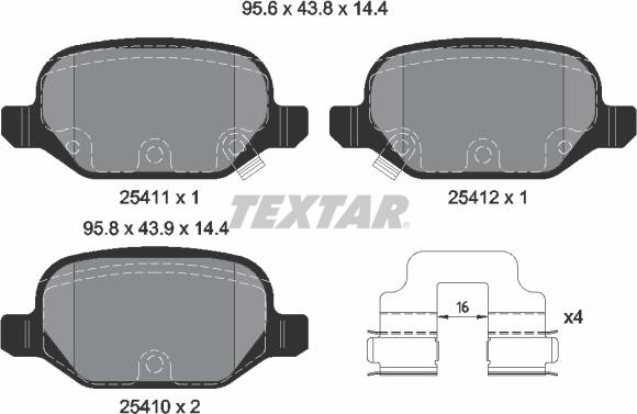 Textar 2541101 — Zestaw klocków hamulcowych, hamulce tarczowe