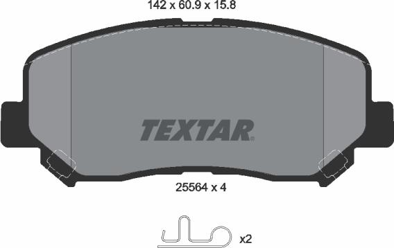 Textar 2556401 — Zestaw klocków hamulcowych, hamulce tarczowe
