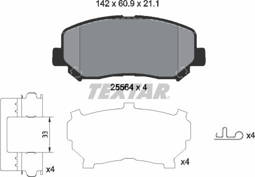Textar 2556403 — Zestaw klocków hamulcowych, hamulce tarczowe