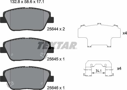 Textar 2564401 — Zestaw klocków hamulcowych, hamulce tarczowe