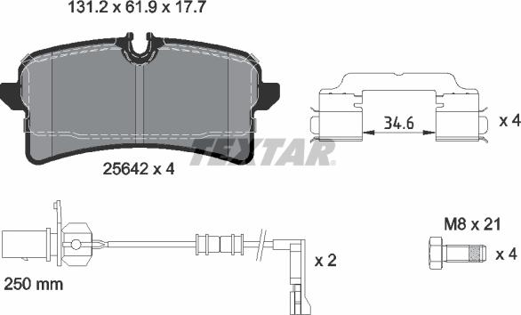 Textar 2564201 — Zestaw klocków hamulcowych, hamulce tarczowe