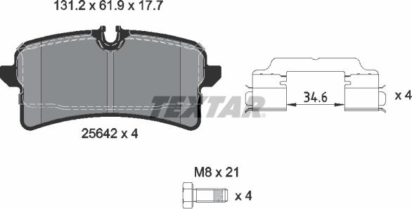 Textar 2564203 — Zestaw klocków hamulcowych, hamulce tarczowe