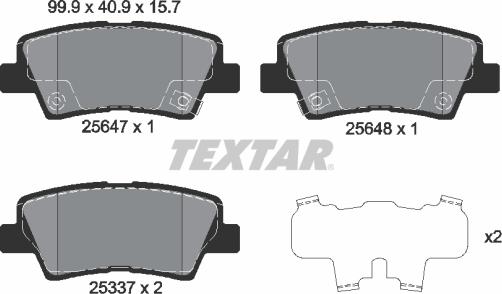 Textar 2564701 — Zestaw klocków hamulcowych, hamulce tarczowe