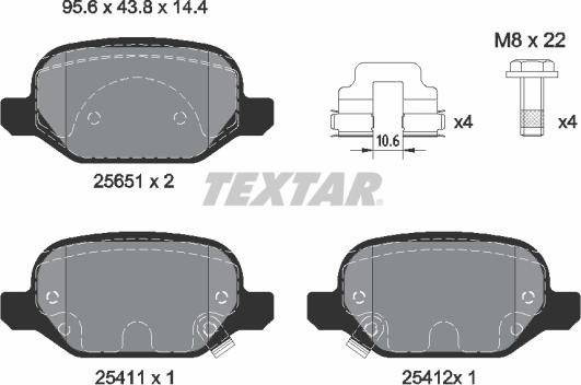 Textar 2565101 — Zestaw klocków hamulcowych, hamulce tarczowe
