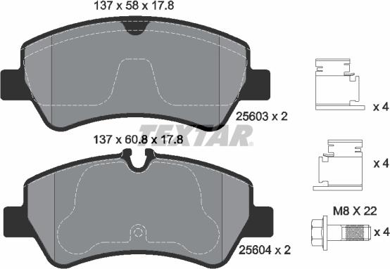 Textar 2560301 — Zestaw klocków hamulcowych, hamulce tarczowe