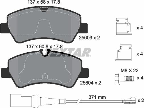 Textar 2560303 — Zestaw klocków hamulcowych, hamulce tarczowe