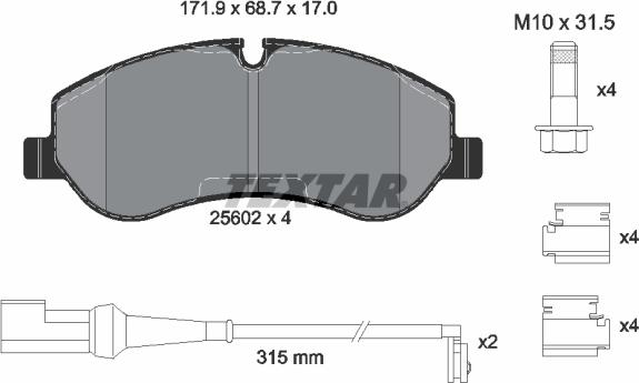 Textar 2560201 — Zestaw klocków hamulcowych, hamulce tarczowe