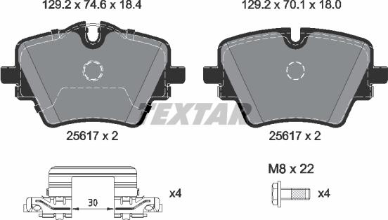 Textar 2561703 — Zestaw klocków hamulcowych, hamulce tarczowe