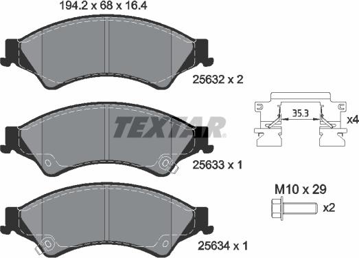 Textar 2563201 — Zestaw klocków hamulcowych, hamulce tarczowe