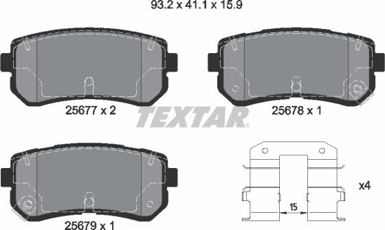 Textar 2567701 — Zestaw klocków hamulcowych, hamulce tarczowe