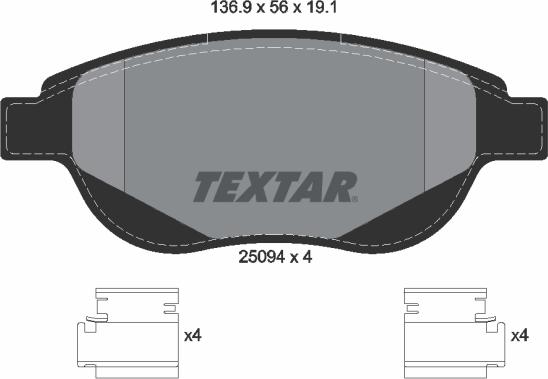 Textar 2509401 — Zestaw klocków hamulcowych, hamulce tarczowe